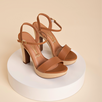 Vizzano 6292-200 High Heel Raffia Platform Sandal in Camel Napa